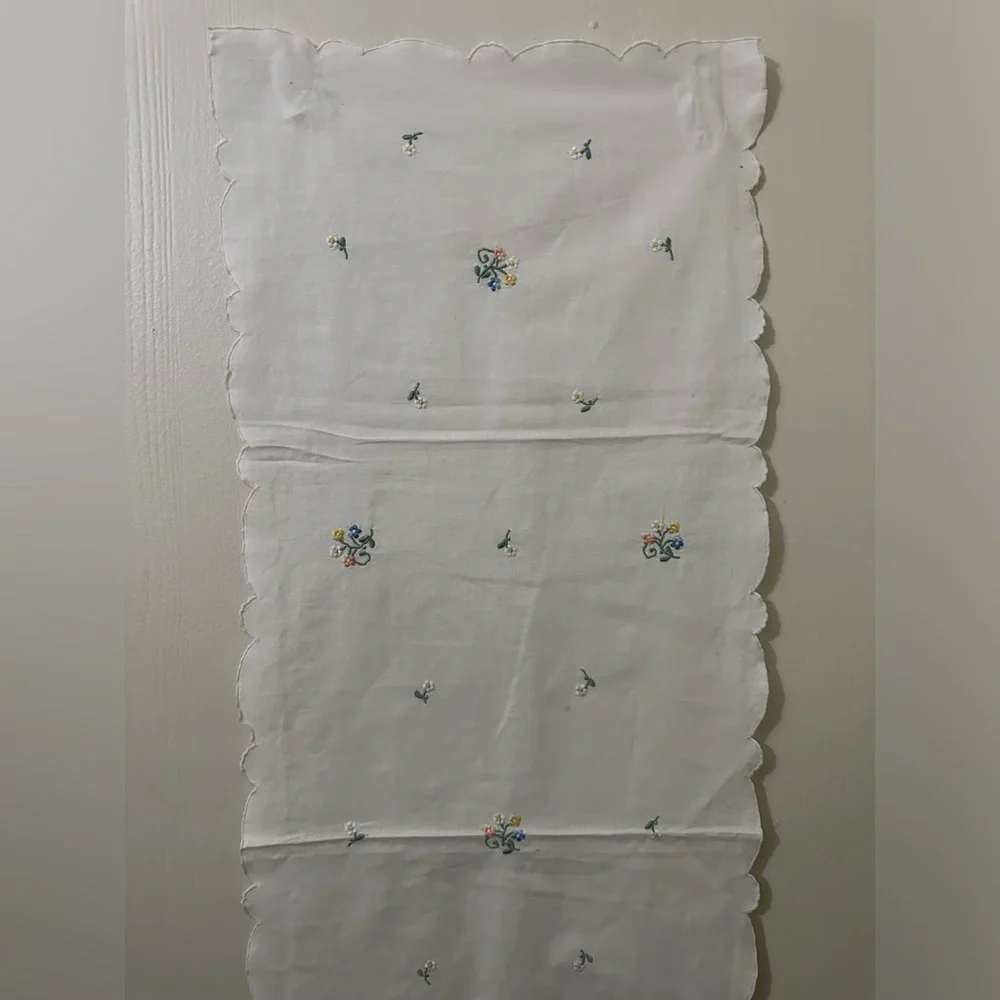 Vintage Table Runner 14 x 40 1/2 light stains